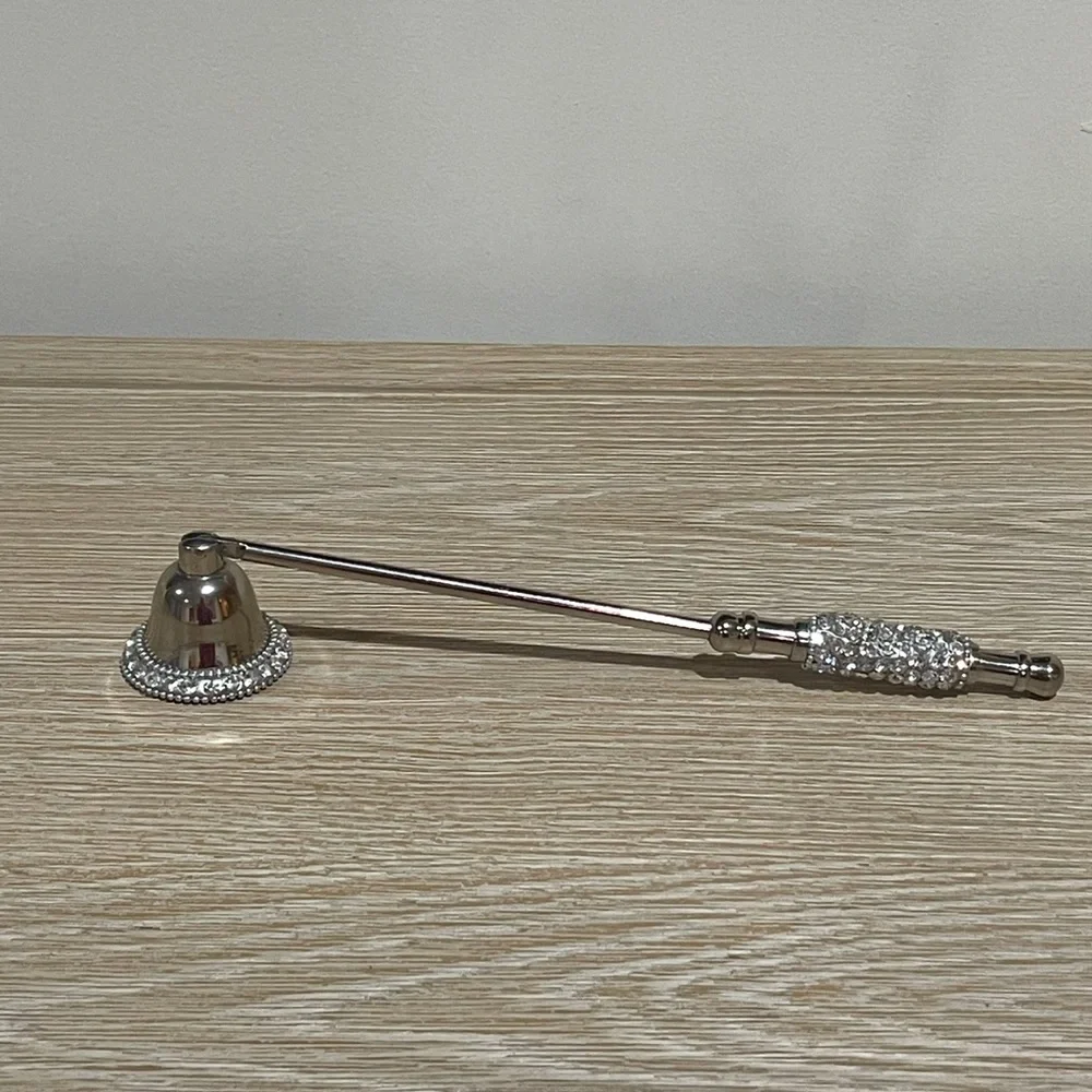 Silver Metal Candle Snuffer with Crystals